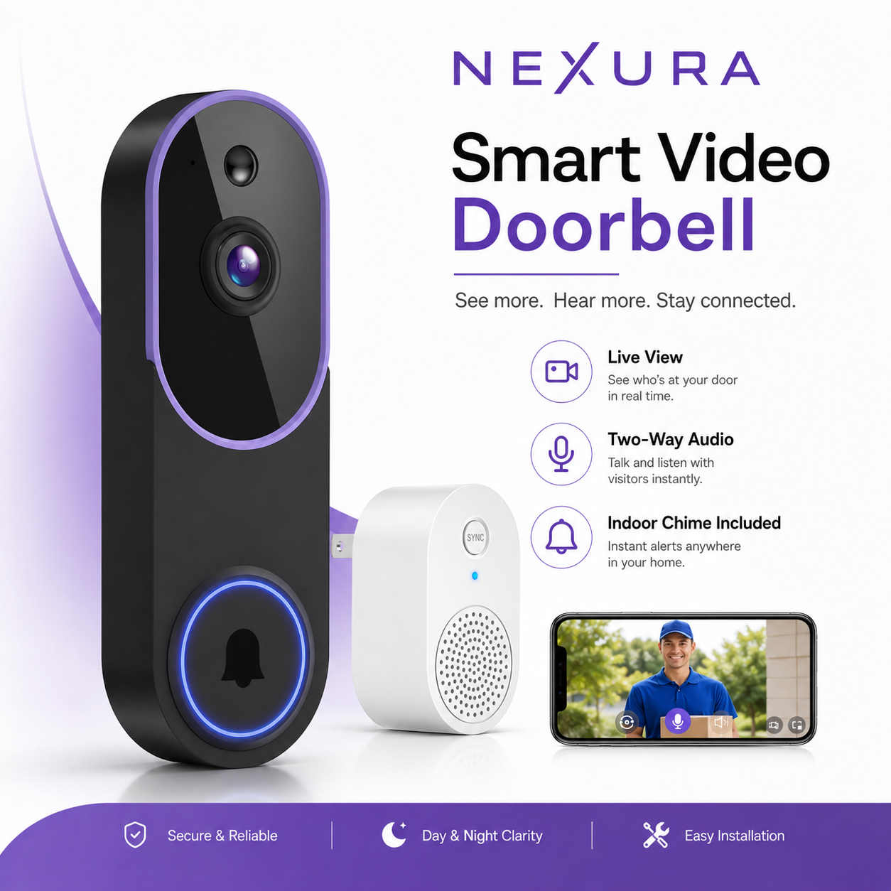 NEXURA™ ViewGard™ Smart Wireless Video Doorbell